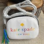 Kate Spade Authentic  pebbled leather 🌈logo zip crossbody Photo 12