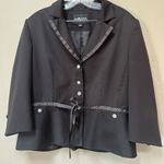 Sag Harbor Vintage Women’s Plus Size  Black Floral Polka Dot Blazer Jacket Sz 18 Photo 14