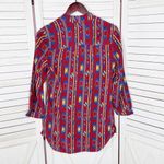Amanda Uprichard Aztec Native Print Silk Tunic Blouse Red Small Photo 8