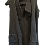 Angel Apparel Women Gray Striped‎ Duster Vest Shawl Collar Pockets Size S Photo 0