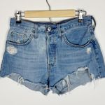 Levi's Button Fly 501 Red Tab Distressed Cutoff Denim Shorts Size 27 Photo 0