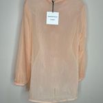 Massimo Dutti  Studio Sheer Blouse Pink peach size medium NWT Pussybow tie front Photo 2