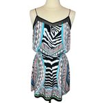 EXPRESS Zebra Geometric Print Mini Slip Dress w/ Elastic Waist, Medium Photo 2