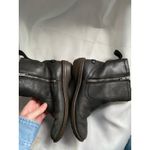 UGG  Leather Ankle Shearling Lined Black Boots Cozy Round Toe 7 Scandi Heritage Photo 3