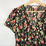 Umgee Boutique  Black & Red Floral Button Front Short Sleeve Maxi Dress L Photo 4