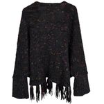 Vintage Gil Aimbez Wool Blend Oversized Shrug Open Cardigan Black Fringe Dolman Size undefined Photo 1