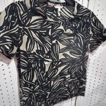 Gap  Women's Black Beige Tropical Leaf Print Short Sleeve Crew Neck Top Size S Photo 1
