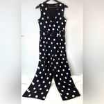 Karl Lagerfeld  6 Classic Wide Leg Belted Polka Dot Jumpsuit Black n White Photo 9