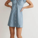 Madewell  babydoll denim dress puff sleeve Margie light blue button front 8 Photo 0