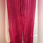 Odiva NWT Crochet Pullover Swimwear Cover Up Pants Size Large in Hot Pink Color Photo 4