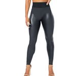 Hot Kiss  Women’s Maternity Black Faux PU Leather Leggings Skinny Size Large NWT Photo 0