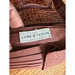 Lord & Taylor Crocodile Embossed Brown Leather Alligator Handbag Photo 4