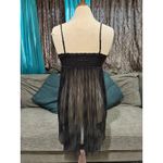 Free People  Intimately Black Boho Lace Trim Pleated Babydoll Slip Dress Top Sz S Photo 4