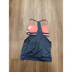Nike  Women's Medium Athletic Tank Top Blue Pink Striped Built In Bra Photo 2