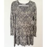 Peruvian Connection  Brown Floral Button Front Long Sleeve Pima Modal Dress Sz M Photo 1