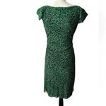 Kay Unger  Green/Black Animal Print Ruched Dress - size Large Photo 2