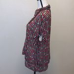 East 5th  black polka dot ruffle front button down blouse Photo 4