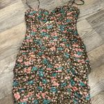 ASTR The Label NWT Green Floral Ibiza Floral Ruched Cutout Mini Dress Size S Photo 2