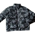 Skechers Floral puffer jacket by black, blue & pink stand collar size large Photo 1