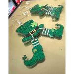 St Patricks Day Earrings Dangling Wiggly Legs Leprechaun Hat Festive Par… Green Photo 2