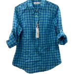 Vineyard Vines Three Color Gingham Button Down Popover in Capri Blue Size 8 Photo 0