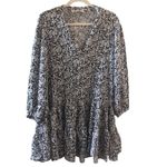 ZARA  Claris Back & White V-Neck Long Sleeve Ruffle Hem Women’s Mini Dress Size M Photo 5