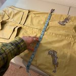 Lyn Around Yellow Tan Large Collared Sleeveless Tiger Embroidered Dress Size 4 Photo 12