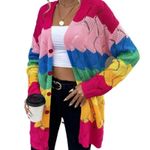 Casual Rainbow Stripe V neck Long Sleeve Multicolor Women Cardigans (Women's) Size M Photo 3