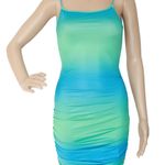 Blue Green Ocean Tone Backless Bodycon Dress Multiple Photo 0