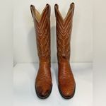 Tony Lama Vintage  Black Gold Label Lizard Vamp Cowgirl Floral Boots Size 6C RARE Photo 1