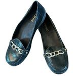 Vionic ALDA Black Snake Print Chain Leather Slip On Driving Loafers Size 6 1/2 Photo 0