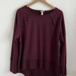 Knox Rose Maroon Lightweight Crewneck Pullover Sweater Top Lace Waffle Knit L Photo 0