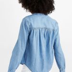 Madewell Shirt Denim Shirred Popover Top in Emmie Wash 100% Cotton Blue S Photo 1