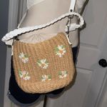 Rachel Ashwell Woven Floral Embroidered Bag Tan White floral purse EUC  Photo 1