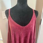 Blu Pepper Red Maroon Waffle Print V-Neck Cold Shoulder Long Sleeve Shirt Flowy Photo 3