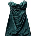 Glare  Green Mini Stretch Dress Mock Cowl‎ Overlay Sample Size Small NEW Photo 0
