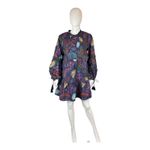 Allison Brittney Floral Print Mini Dress Long Sleeve Tiered Ruffle Tie Details Navy Photo 5