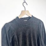 Goldie Lewinter Micro Terry Pointelle Puff Sleeve Velour Top Black Size XS Photo 3