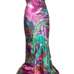 David's Bridal David’s Bridal Pink Floral Watercolor Mermaid Prom Dress Back Detail Size 1/2 Photo 2