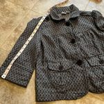 Roxy Cropped Herringbone Single Breasted Blazer Casual Jacket Gray black Medium Photo 4