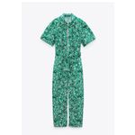 ZARA NWT  ZIPPERED PRINTED JUMPSUIT Green Bloggers Fav Small Photo 3