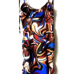 Pretty Little Thing NWT Chocolate Brown & Blue Marble Print Satin Corset Midi Dress Size 2 Photo 3