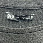 ZARA  Gathered Sleeve Shirt Medium  Blouse Black T-Shirt Textured Knit Basic Photo 2