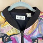 Vintage Sara Roberts Silk Bomber Jacket Multicolor Art To Wear Large Photo 1