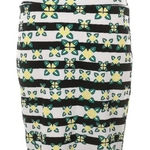 LuLaRoe | Black Stripe Yellow Floral Chic Cassie Pencil Skirt Size M Medium Photo 0