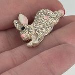 VTG Easter Rhinestone Pave Adorable Peter‎ Cottontail Bunny Brooch White Photo 1