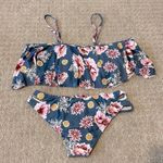 Tempt Me NWT-  Blue Floral Ruffle Off the Shoulder Bikini Photo 6