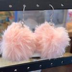 Fluffy pink fur ball dangle earrings Photo 0
