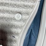 HOTTER Mabel M Width Preppy Blue Canvas Sneaker 9.5 Tan Leather Trim Photo 10