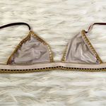 SheIn Brown Tan Red Burgundy Striped Embroidered Boho Triangle Bikini Top Sz S Photo 42